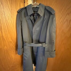 Oleg Cassini Gray Trench Coat with Belt and Epaulettes